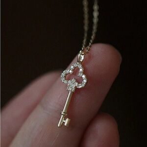 Celine13 14K Gold Plated Sterling Silver Key Pendant‎ Necklace, Tiffany Inspired